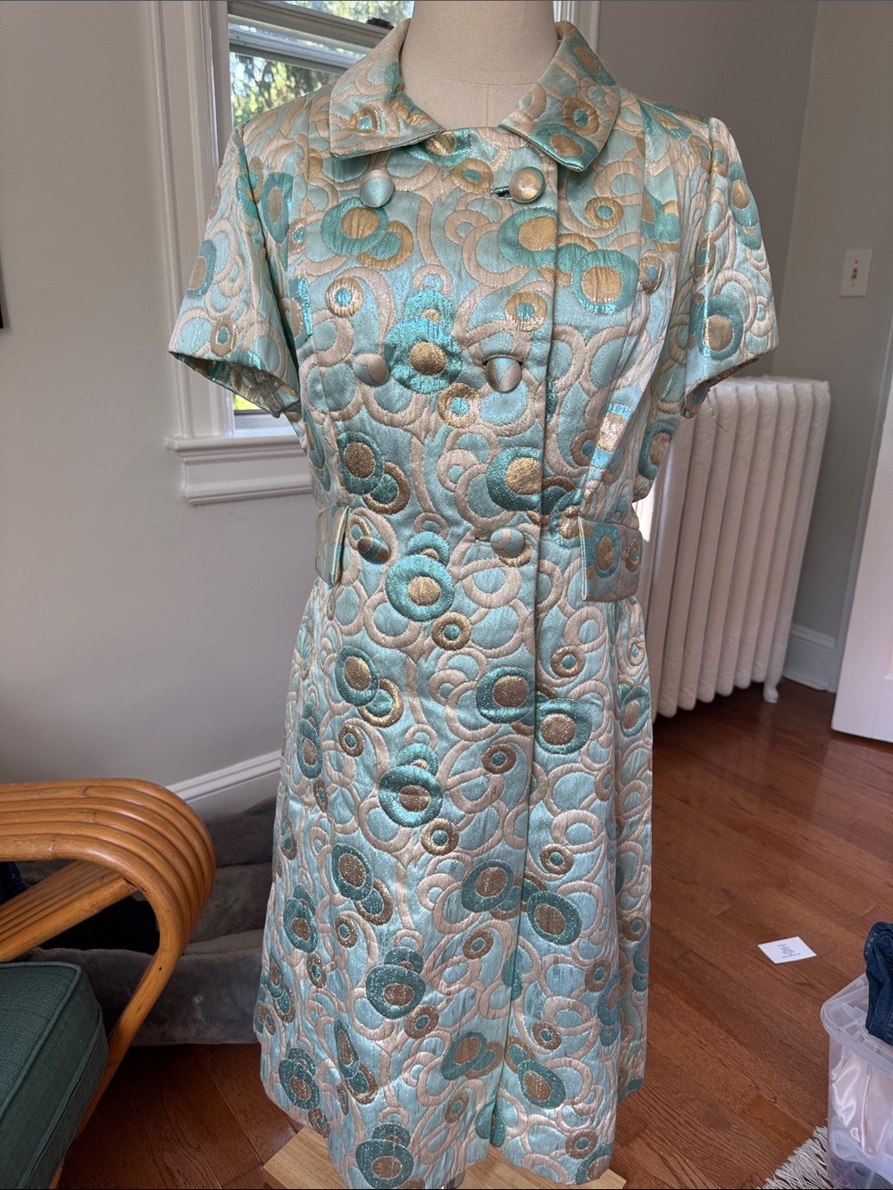Epic Vintage mid century metallic brocade Midi Dress